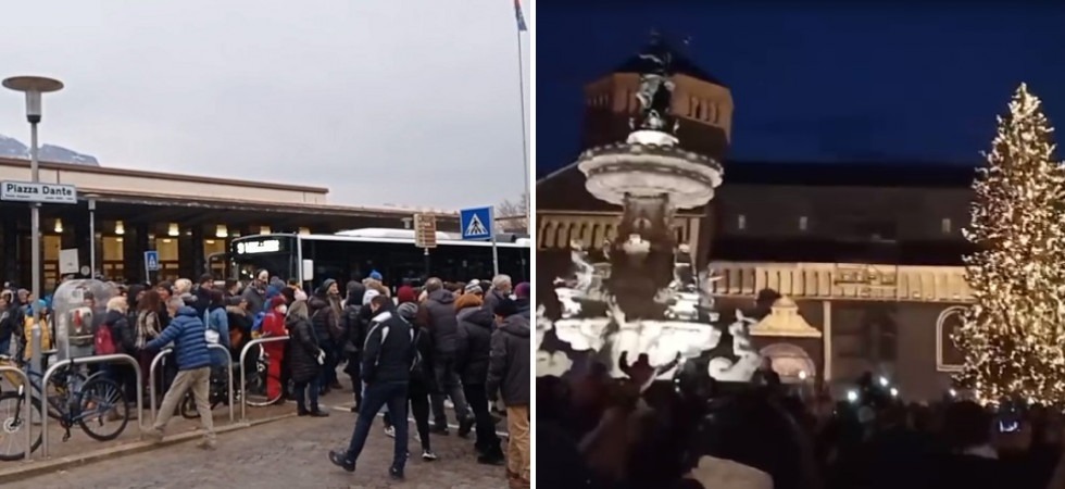 Ennesima protesta dei no vax: prima bloccano il traffico poi sfidano i divieti (e la folla del weekend) e arrivano in piazza